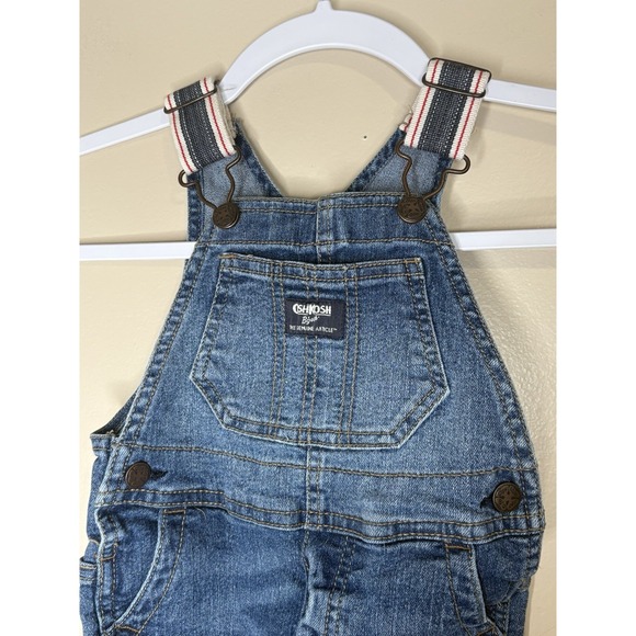 OshKosh B'gosh Other - Oshkosh B Gosh Overalls 12M Striped Straps Conductor Cute Denim